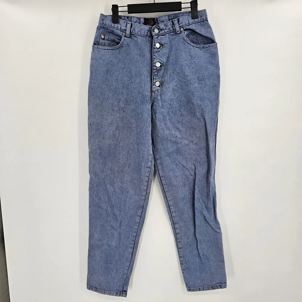 Vintage Sasson‎ Jeans Size 6 Button Fly High Rise Tapered Mom Skater Acid Wash